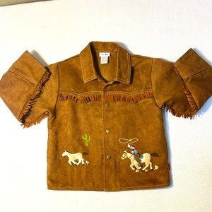 Faux Leather Child Western Fringe Jacket